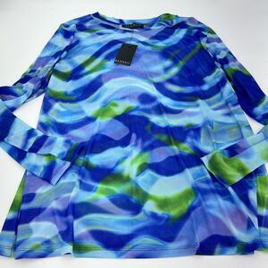 Eloquii Mar Swirl Mesh Printed Top Sheer Size 22/24 NWT